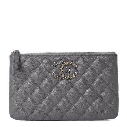 Chanel Caviar Quilted French New Wave Small CC Pouch Grey 1 of 8