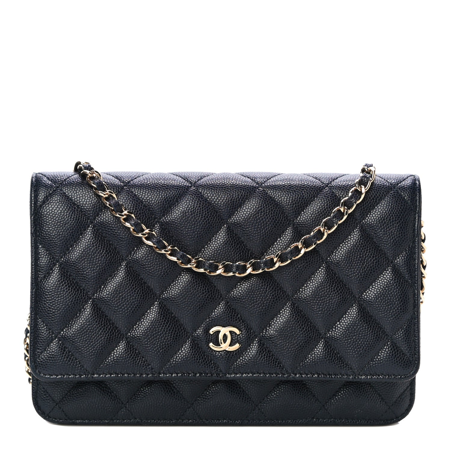 Chanel Caviar Quilted Wallet On Chain WOC Navy Blue 1 of 12