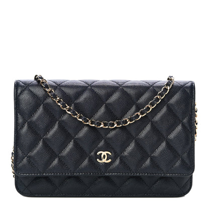 Chanel Caviar Quilted Wallet On Chain WOC Navy Blue 1 of 12