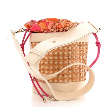 Bulgari Vienna Straw Calfskin Satin Medium Serpenti Forever Bucket Bag Ivory Opal Beetroot Spinel Fuchsia 3 of 10