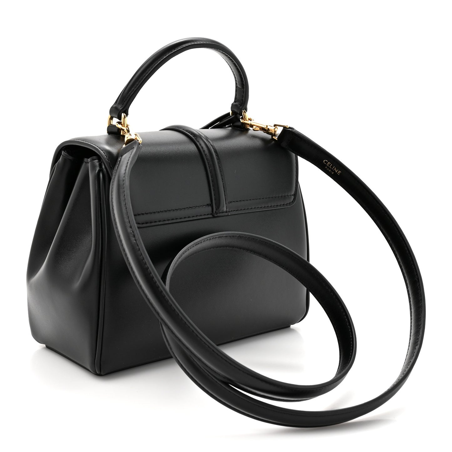 Satinated Calfskin Mini 16 Top Handle Bag Black
