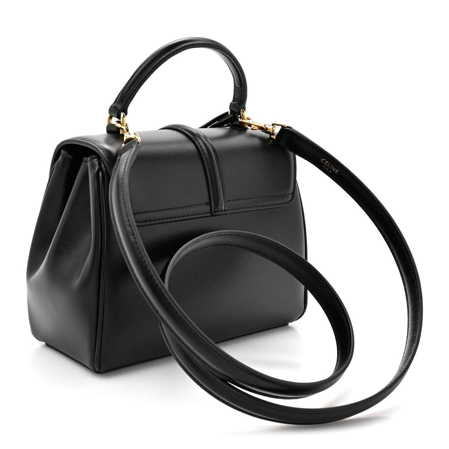 Celine Satinated Calfskin Mini 16 Top Handle Bag Black 2 of 10