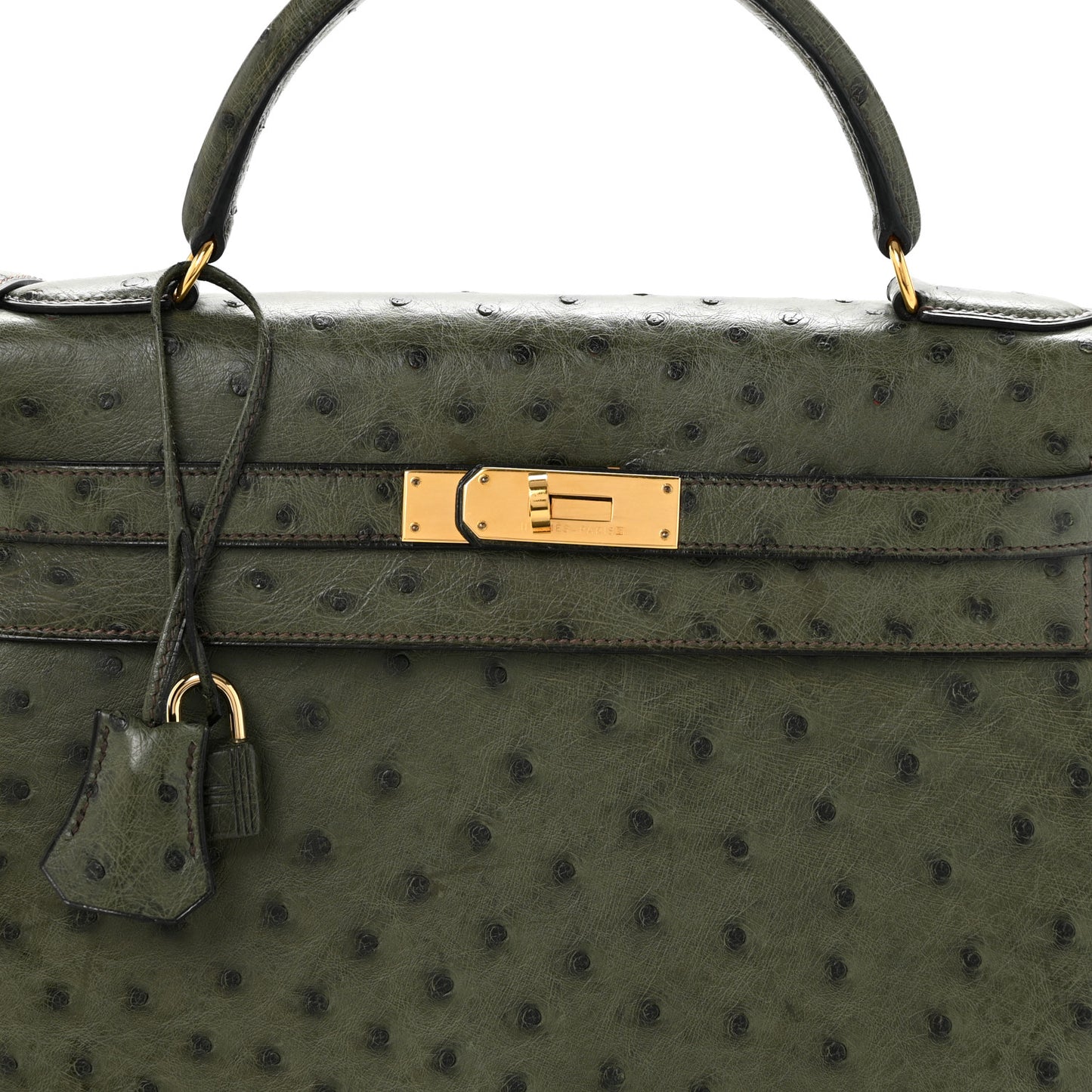 Ostrich Kelly Sellier 32 Vert Olive