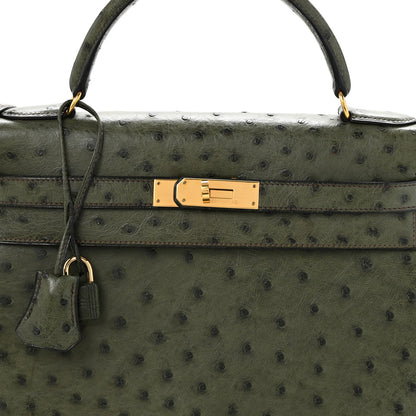 Hermes Ostrich Kelly Sellier 32 Vert Olive 8 of 15
