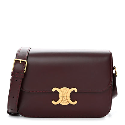 Celine Shiny Calfskin Medium Triomphe Light Burgundy 1 of 15