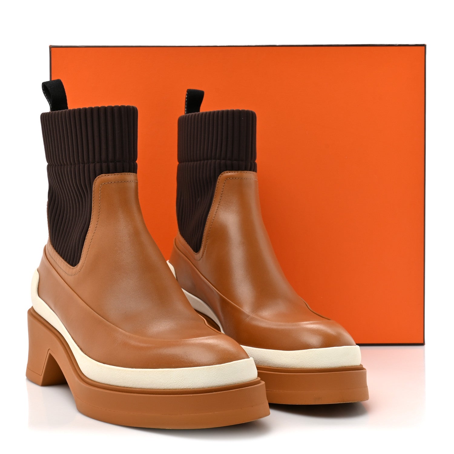 Hermes Veau Toile Technique Vadrouille Chelsea Boots 36 36 Terre De Sienne 12 of 12