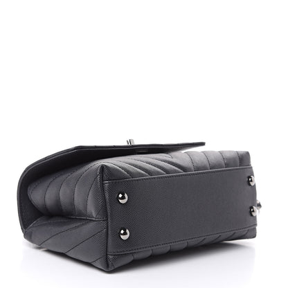 Chanel Caviar Chevron Quilted Mini Coco Handle Flap Black 4 of 10