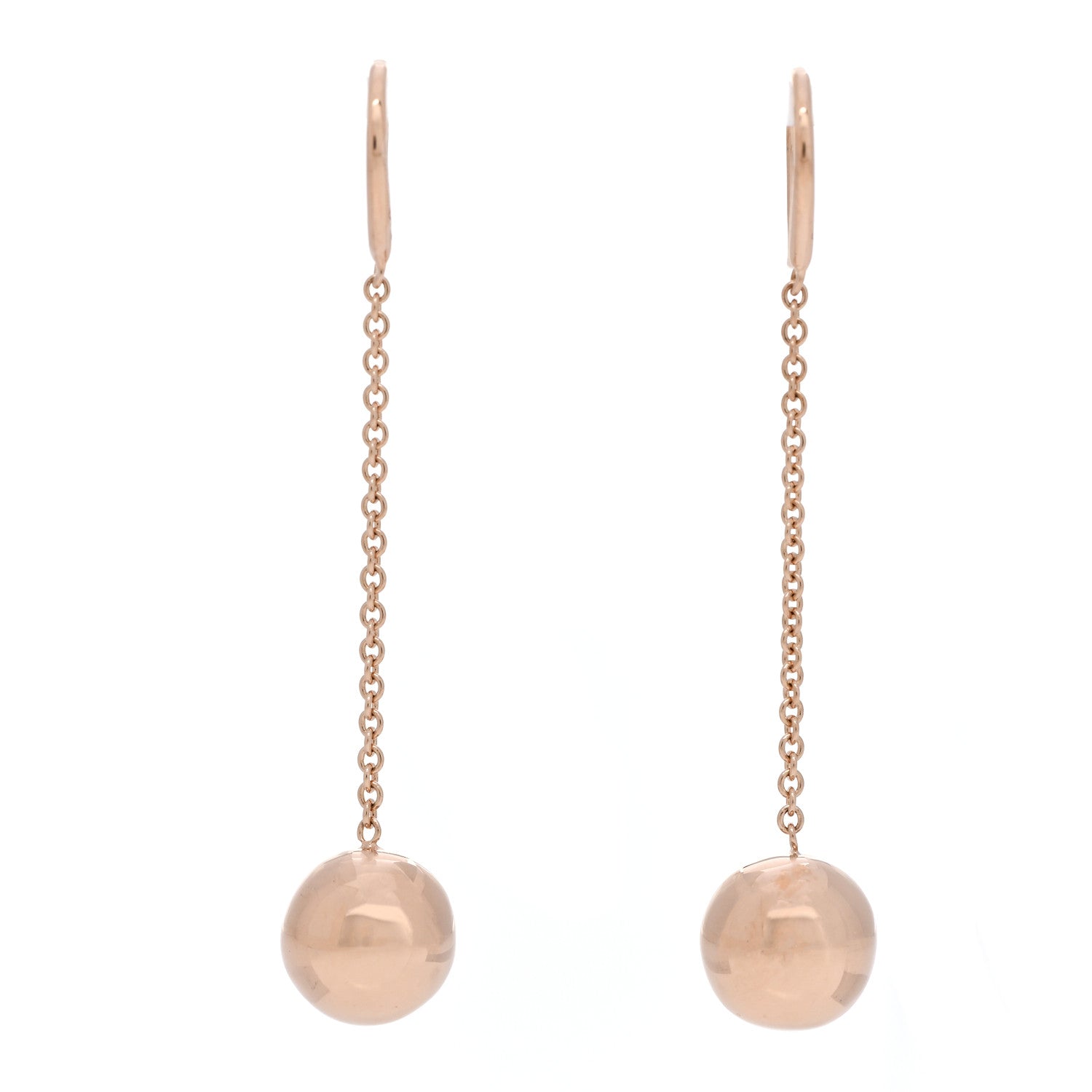 Tiffany 18K Rose Gold 10mm HardWear Ball Hook Drop Earrings 1 of 5