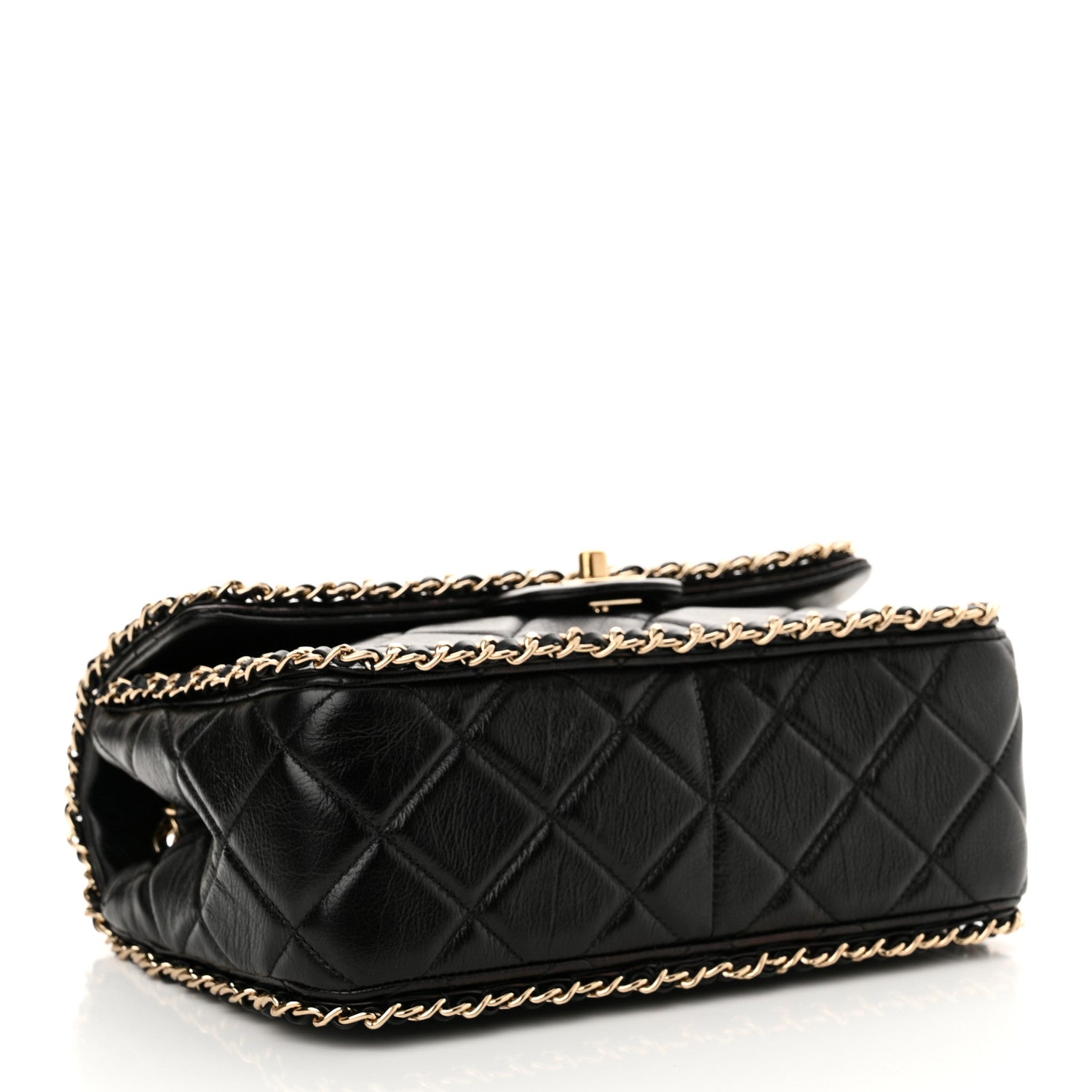 Chanel Crumpled Calfskin Medium Chain All Over Flap Black 4 of 11