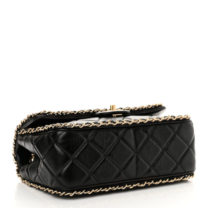 Chanel Crumpled Calfskin Medium Chain All Over Flap Black 4 of 11