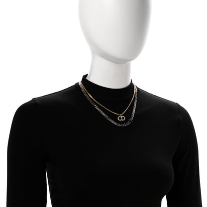 Christian Dior Metal Crystal CD Star Chain Necklace Gold Silver 2 of 7