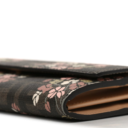 Fendi Fabric Jacquard FF 1974 Bouquet Print Continental Wallet On Chain Gold Tobacco Brown 10 of 11