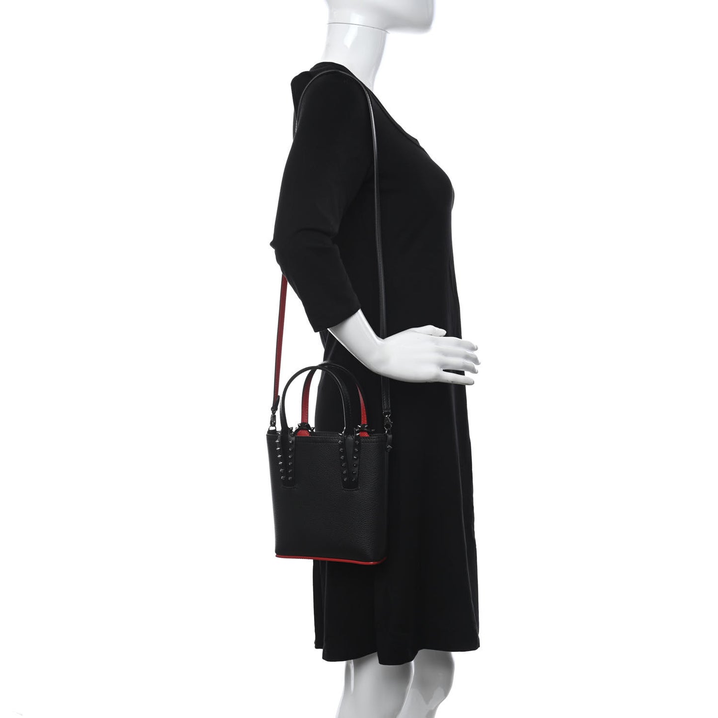 Calfskin Spikes Mini North South Cabata Tote Black