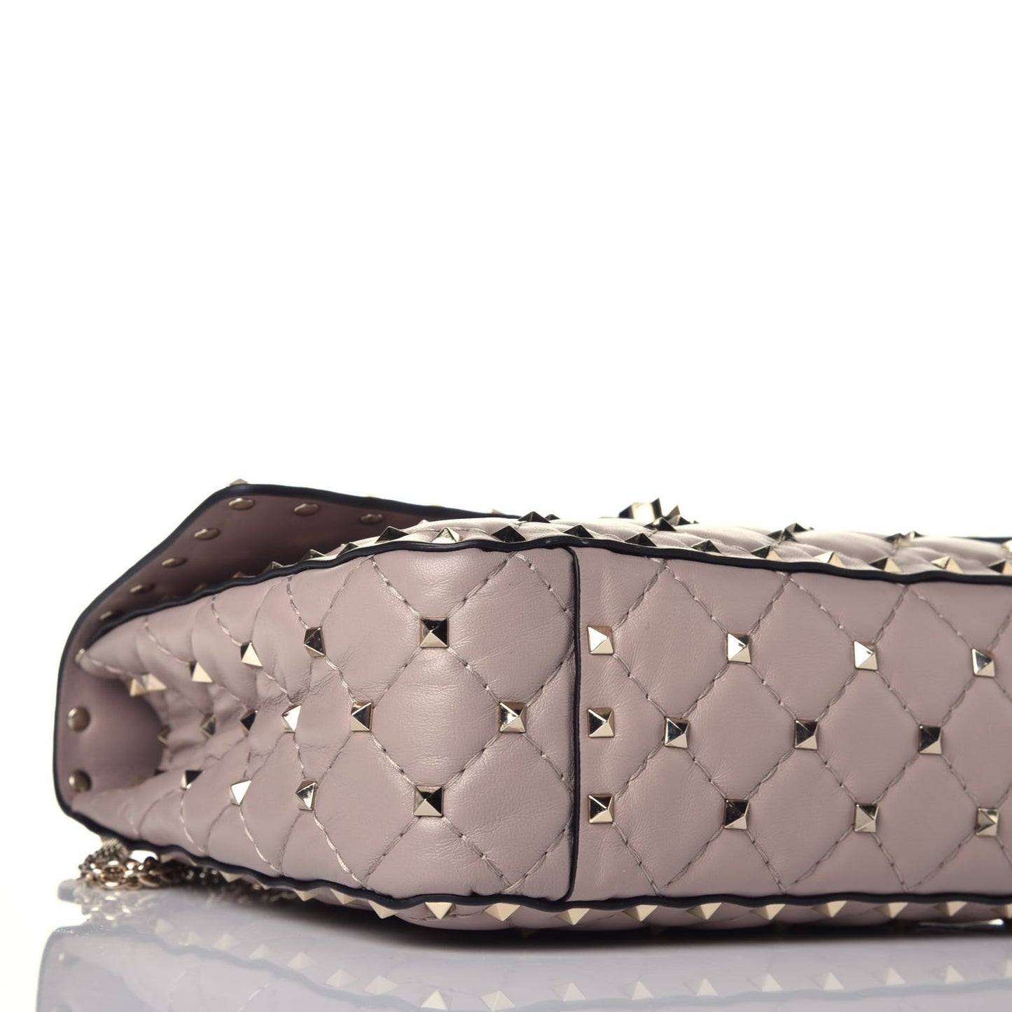 Lambskin Medium Rockstud Spike Shoulder Bag Poudre