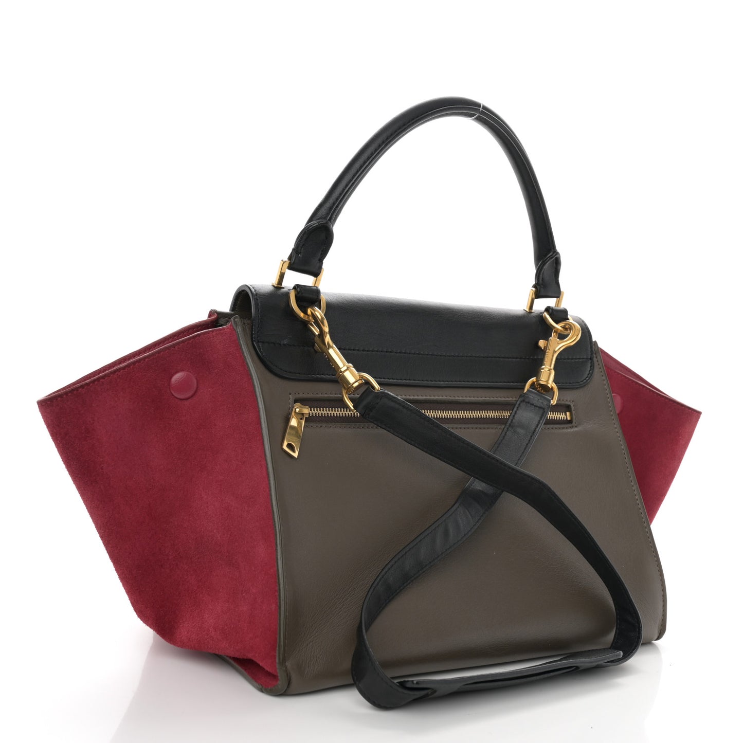 Smooth Calfskin Suede Small Tri-Color Trapeze Pink