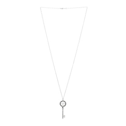 Tiffany Sterling Silver Diamond Blossom Key Pendant Oval Link Chain Necklace 30" 3 of 5