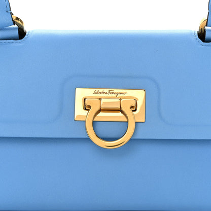 Salvatore Ferragamo Calfskin Trifolio Swing Top Handle Bag Blue 7 of 9