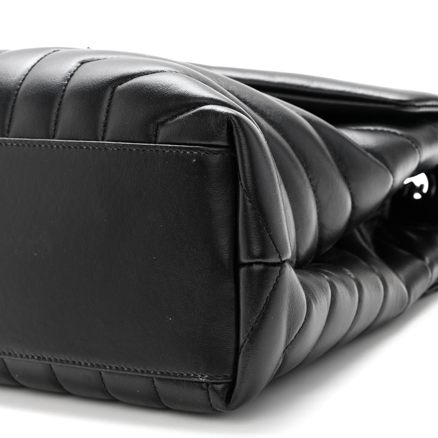 Calfskin Y Quilted Monogram Monochrome Medium Loulou Chain Satchel Black