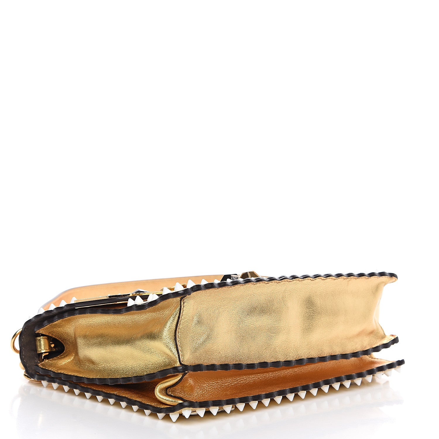 Fendi Metallic Calfskin Wonder Monster Kan I Shoulder Bag Gold 3 of 10