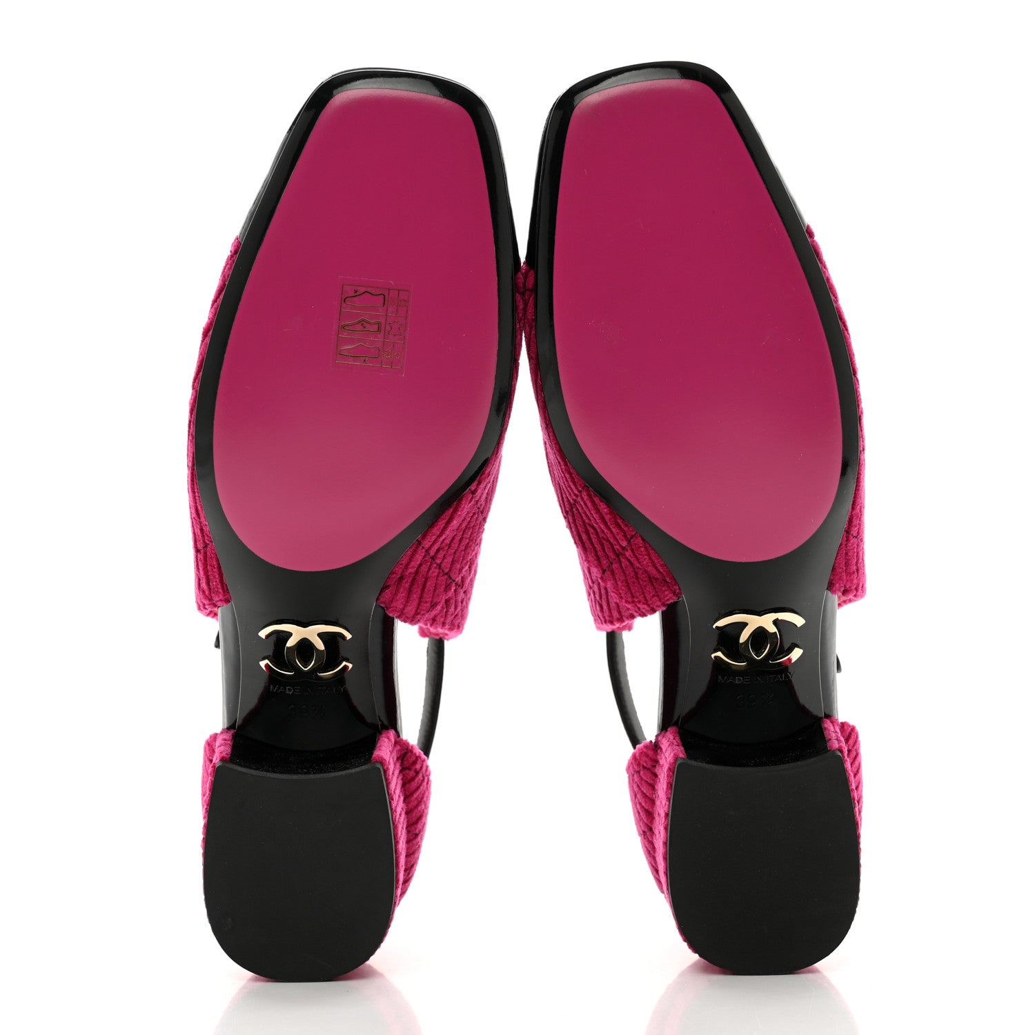 Chanel Corduroy Patent Calfskin Cap Toe Quilted Mary Jane Flats 39.5 Fuchsia Black 5 of 9