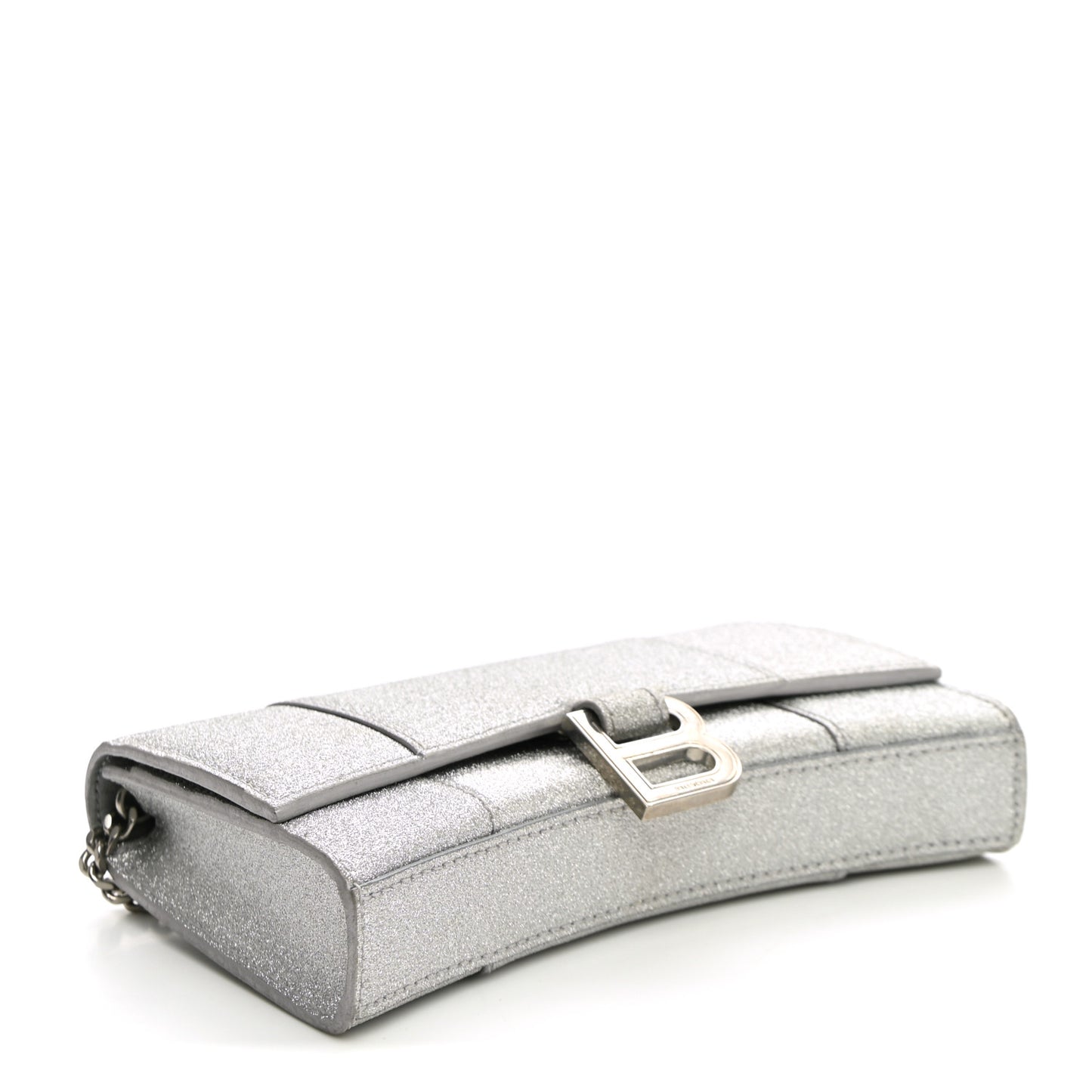 Sparkling Fabric XS Hourglass Wallet On Chain Silver