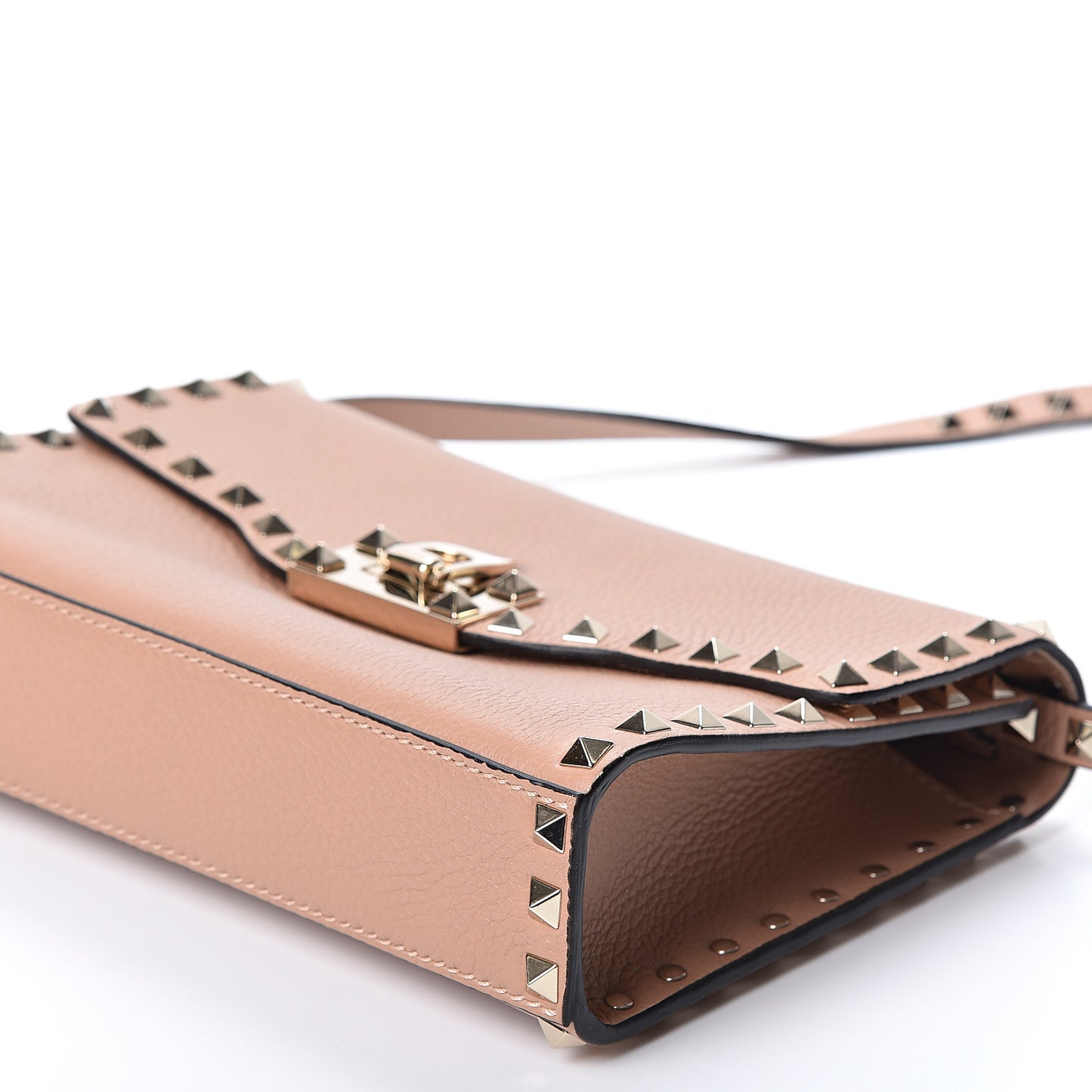 Pebbled Calfskin Medium Rockstud Flip Lock Crossbody Bag Skin Sorbet