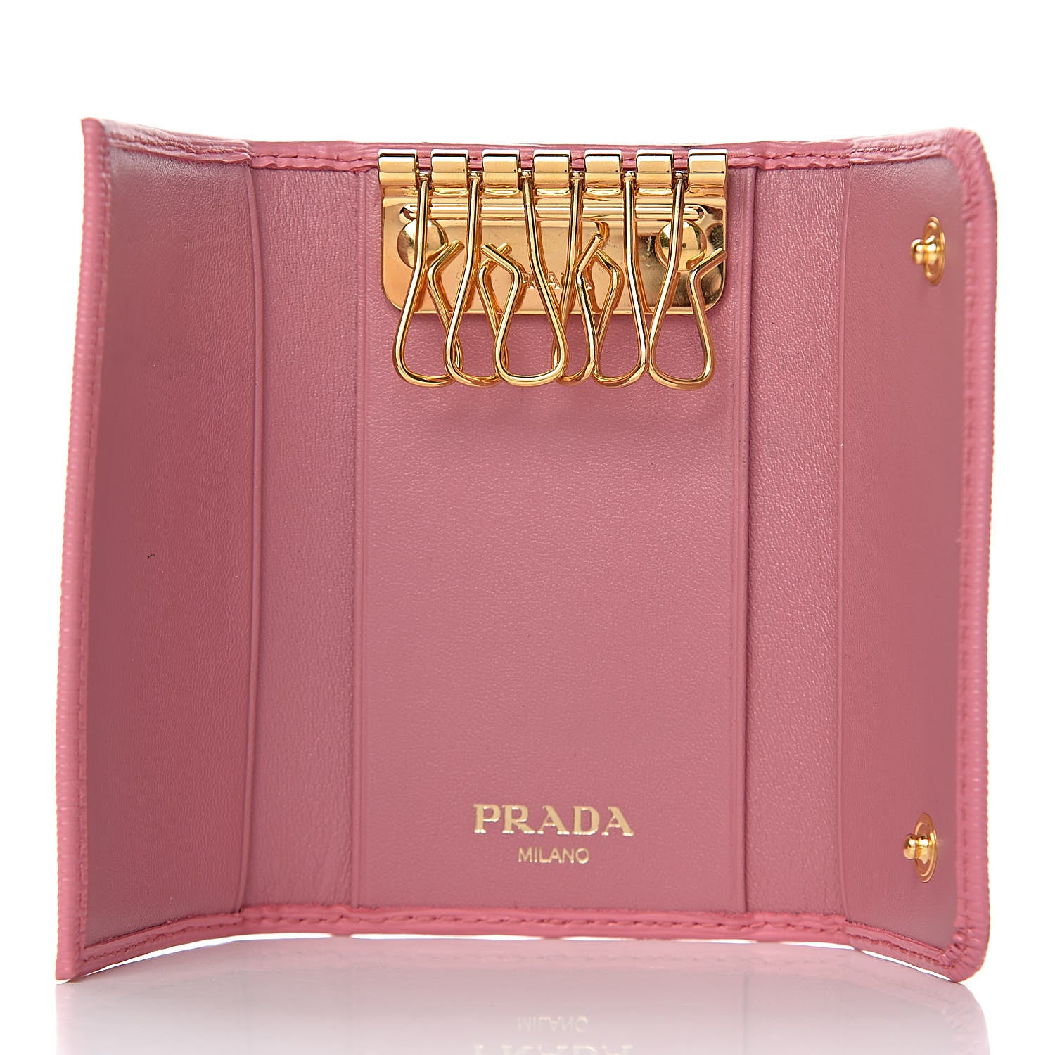 Prada Vitello Move Metal 6 Key Holder Geranio 5 of 12