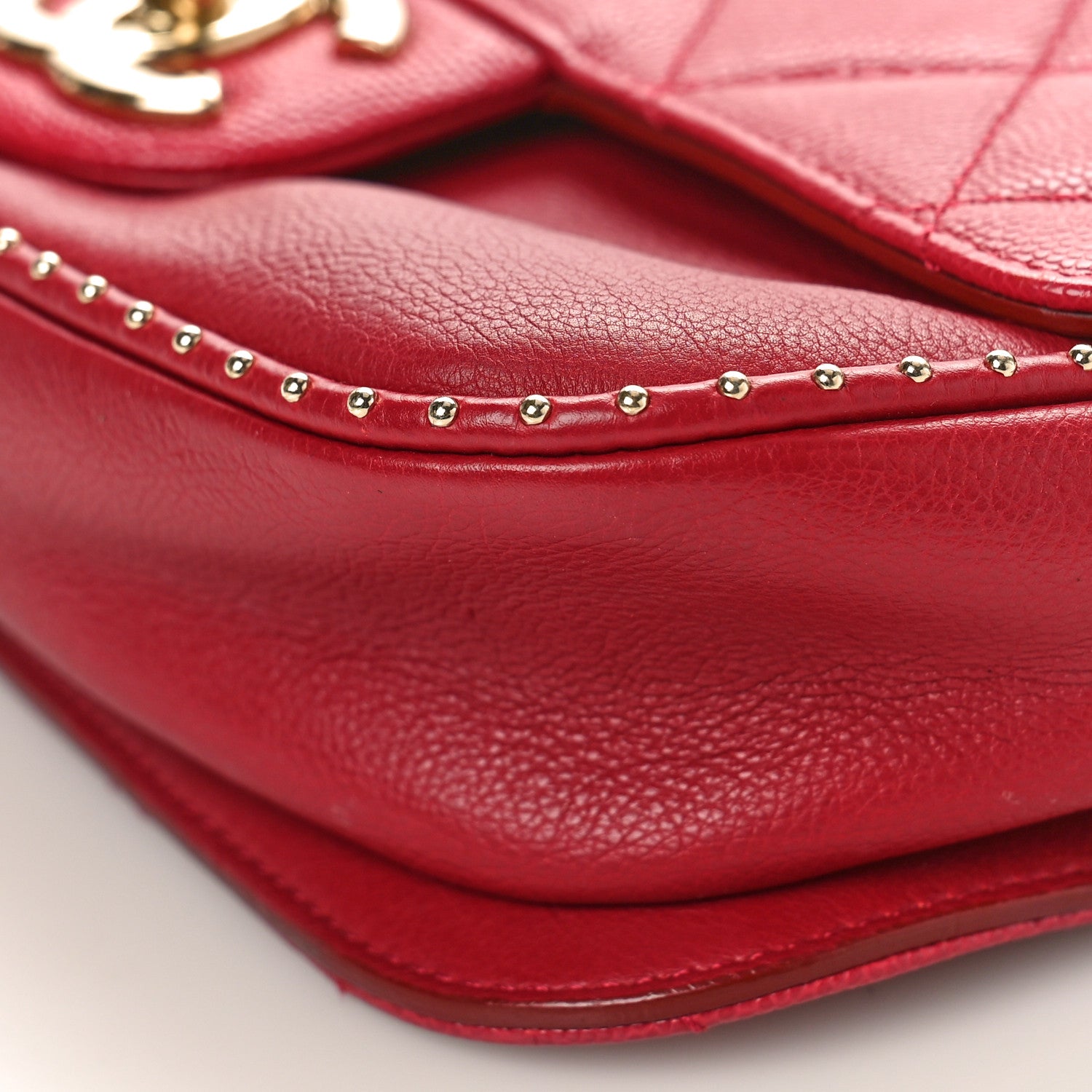 Chanel Caviar Quilted Small Studded Flap Red 9 of 12