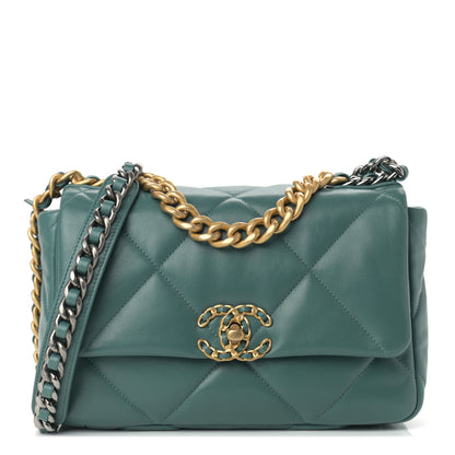 Chanel Lambskin Quilted Medium Chanel 19 Flap Green 1 of 8