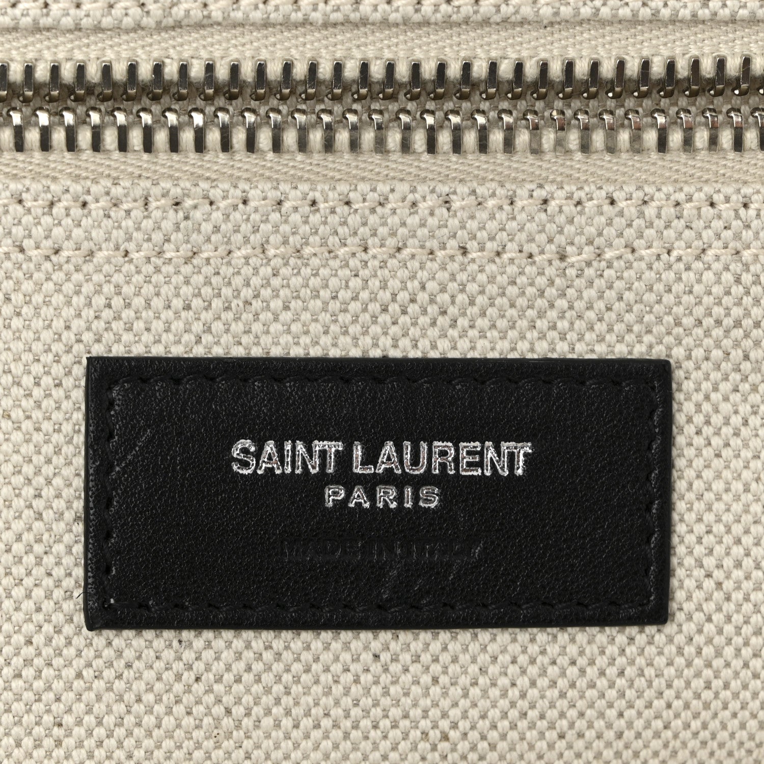 Saint Laurent Linen Calfskin Rive Gauche Maxi Tote  Grege et Noir 6 of 10