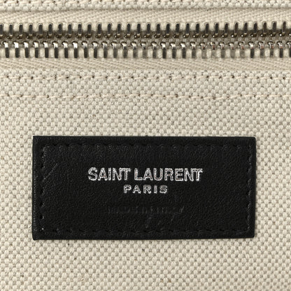 Saint Laurent Linen Calfskin Rive Gauche Maxi Tote  Grege et Noir 6 of 10