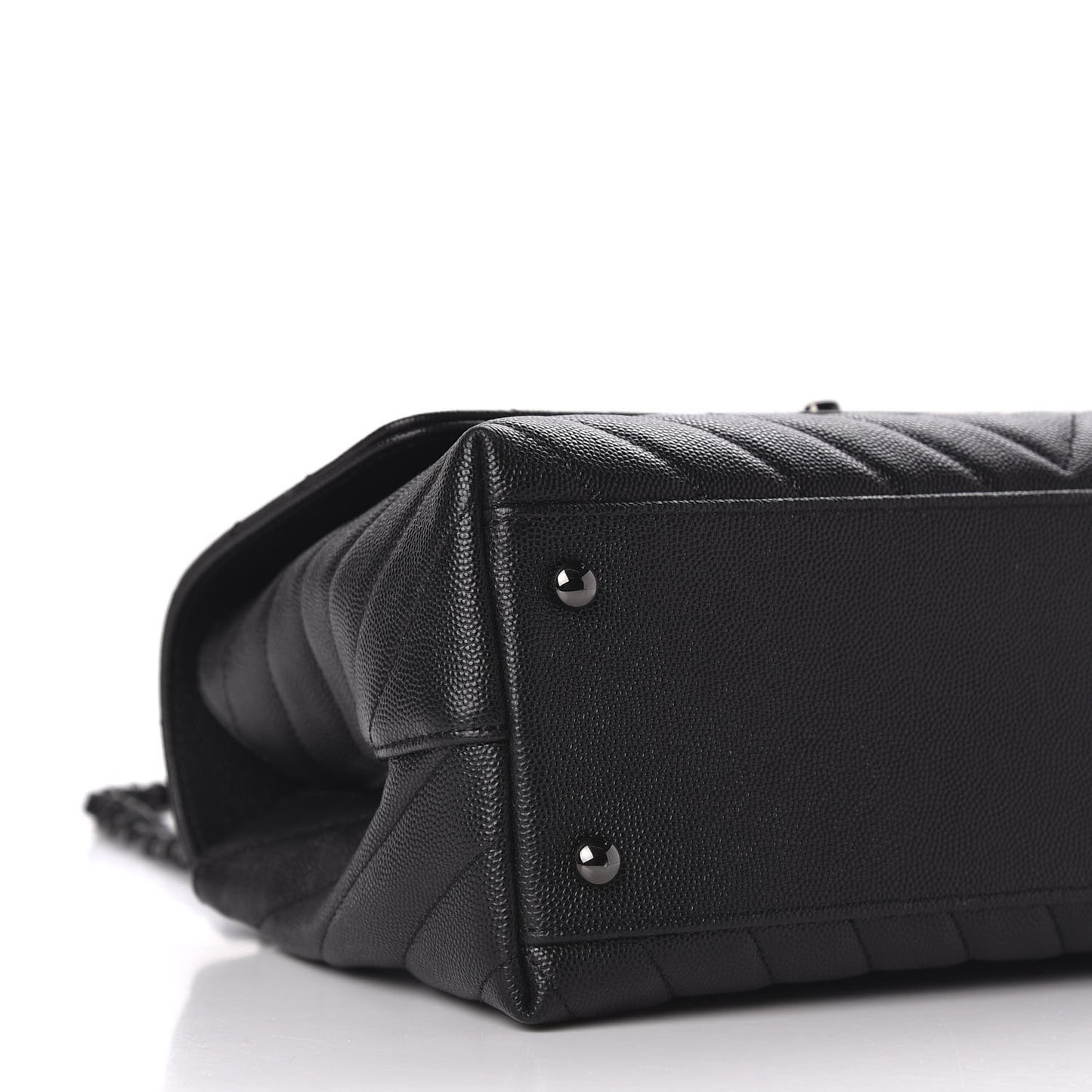 Caviar Chevron Quilted Small Coco Handle Flap So Black