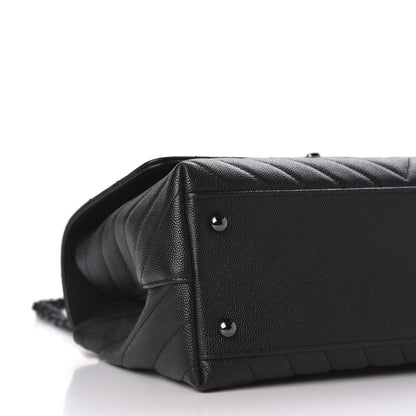 Chanel Caviar Chevron Quilted Small Coco Handle Flap So Black 6 of 9