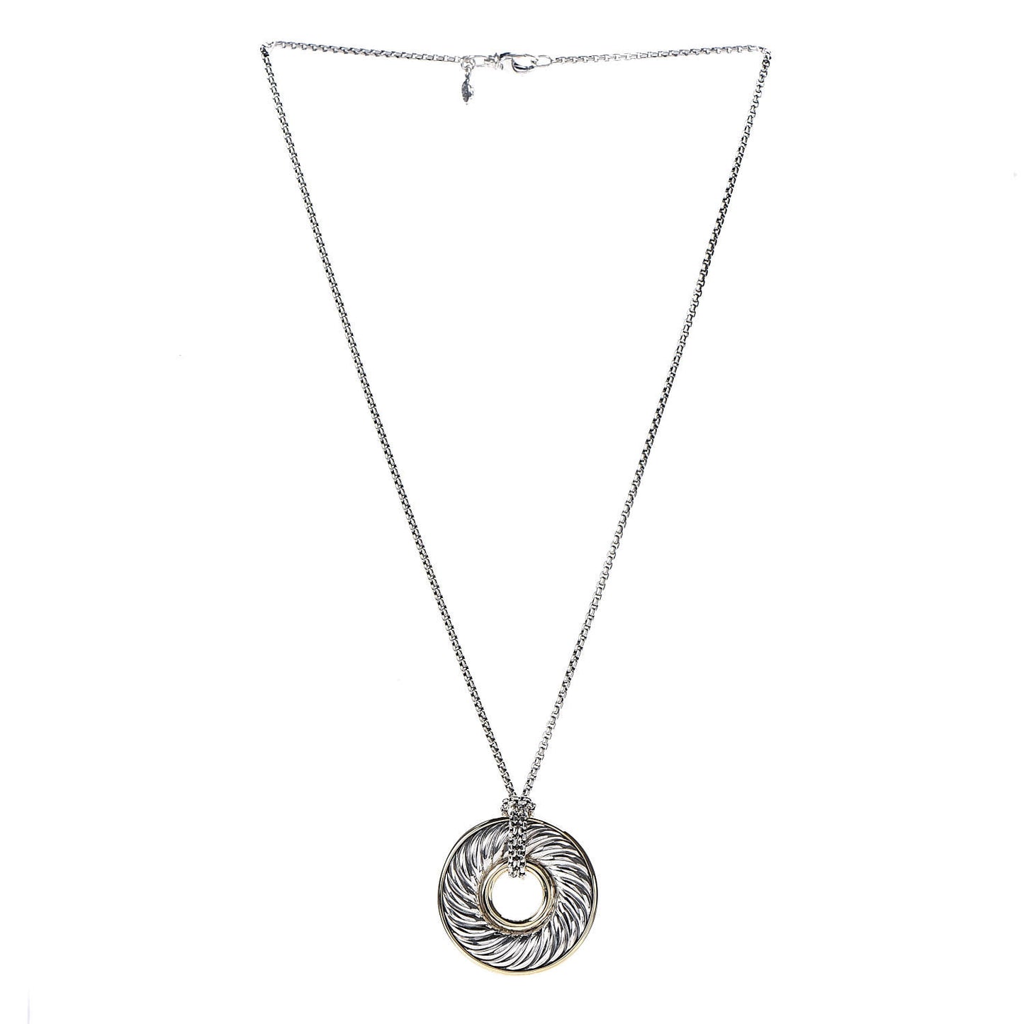 Sterling Silver 18K Yellow Gold Cable Disc Necklace