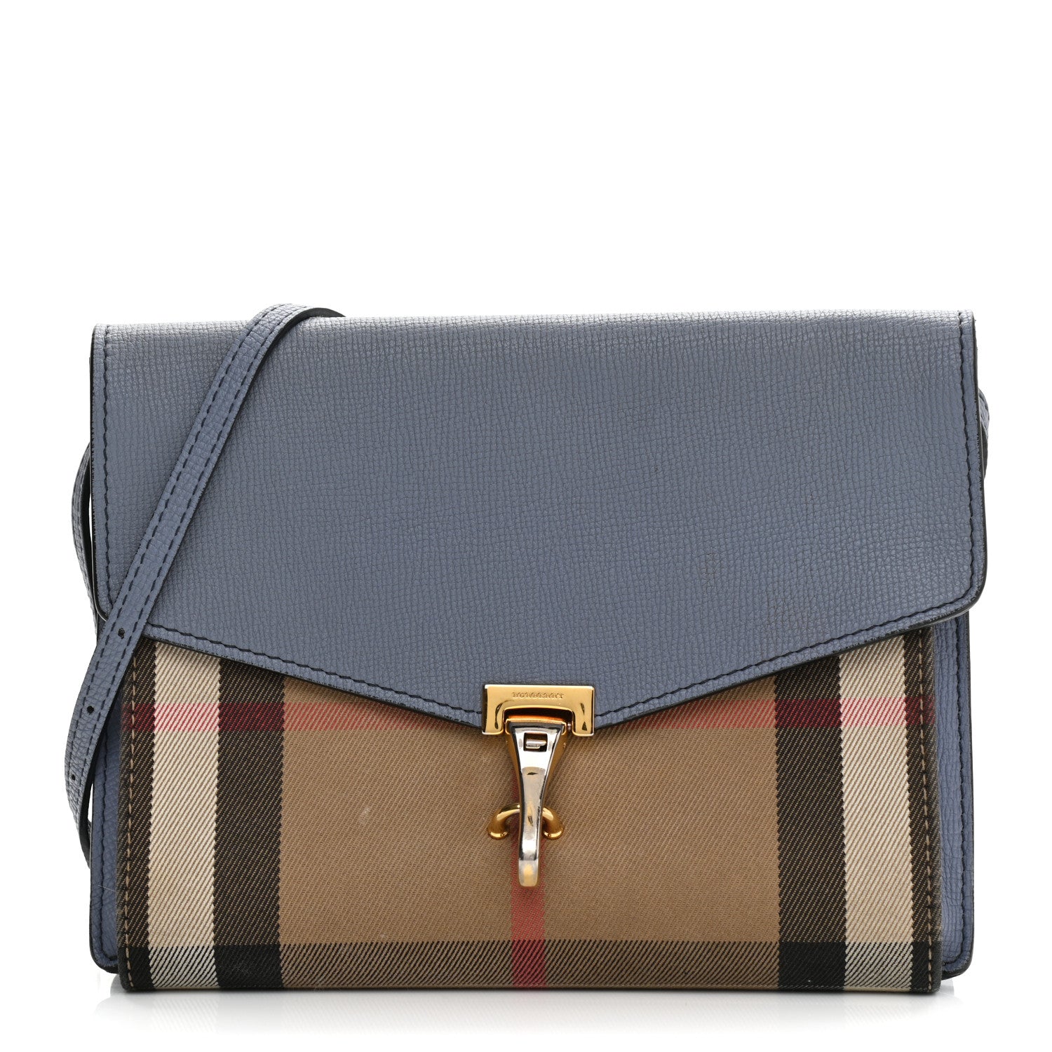Burberry Derby Calfskin House Check Small Macken Crossbody Bag Slate Blue 1 of 24