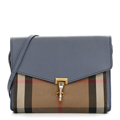 Burberry Derby Calfskin House Check Small Macken Crossbody Bag Slate Blue 1 of 24