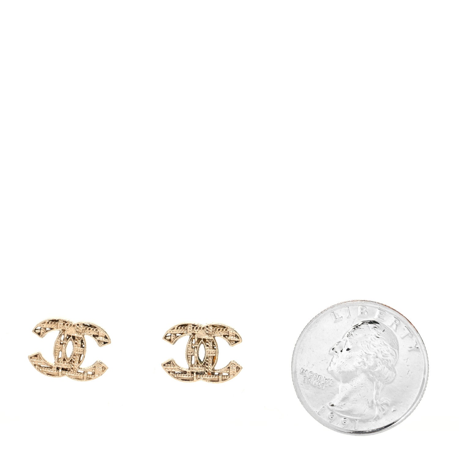 Chanel Tweed Effect CC Earrings Gold 2 of 4