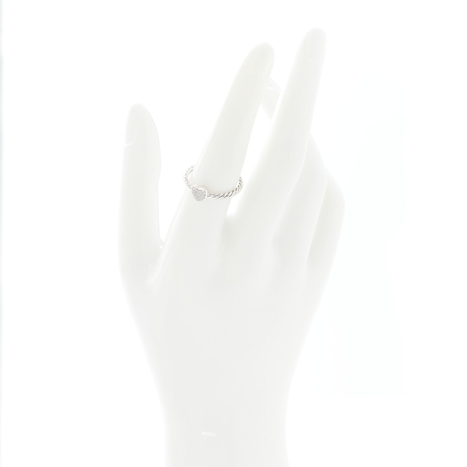 David Yurman Sterling Silver Diamond Cable Classics Heart Ring 56 7.5 2 of 6