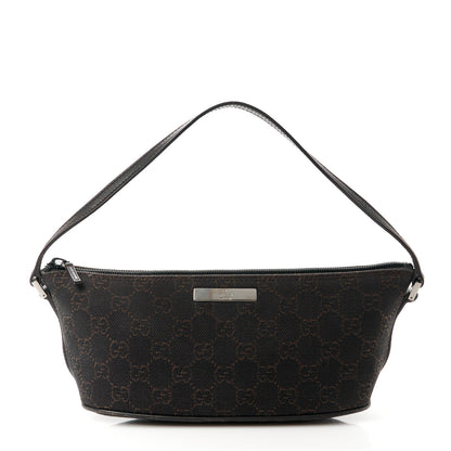 Gucci Denim Monogram Boat Pochette Dark Brown 1 of 10
