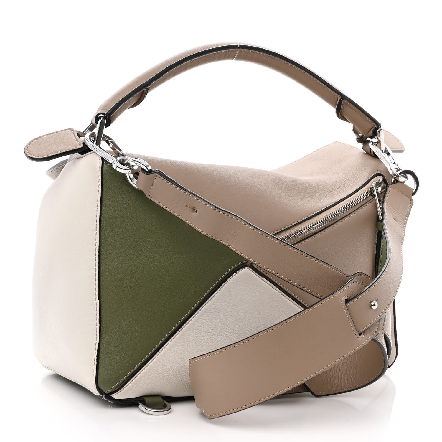 Loewe Calfskin Medium Puzzle Bag Sand Avocado Green 3 of 14