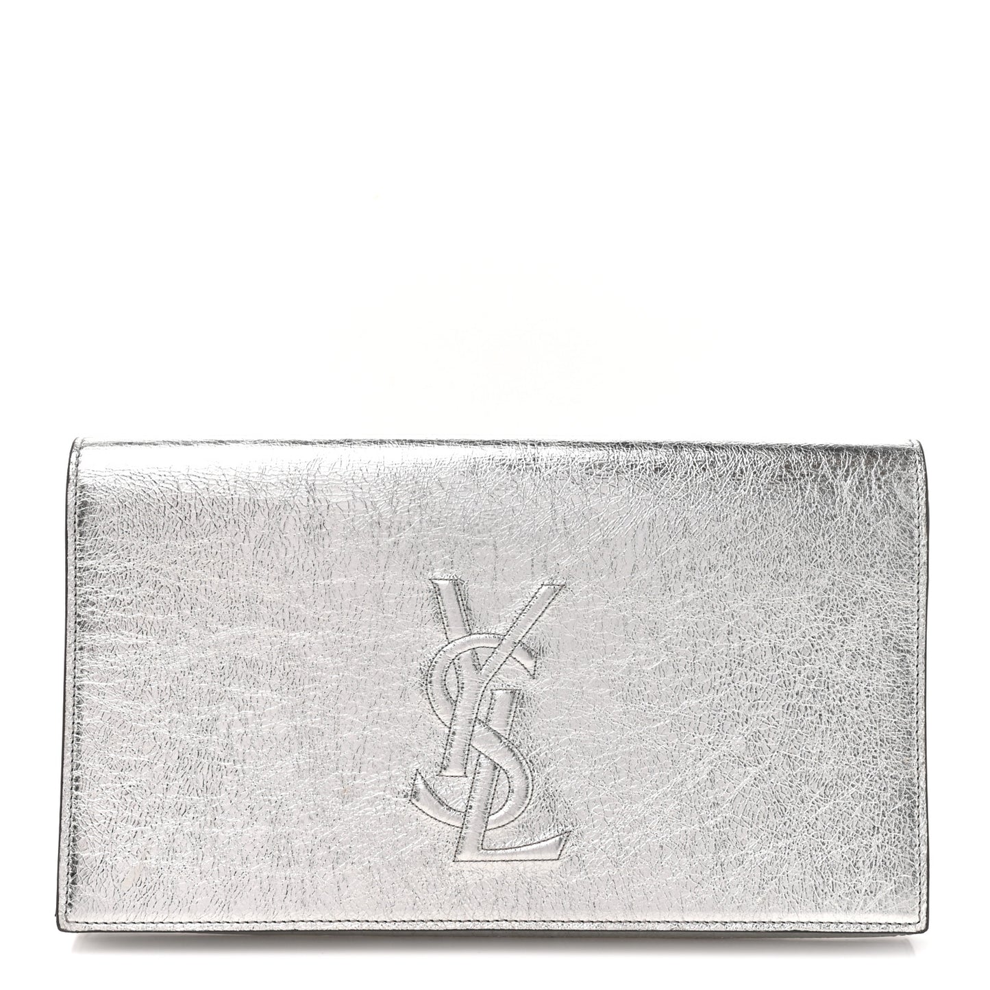 Metallic Calfskin Monogram Large Belle De Jour Clutch Silver