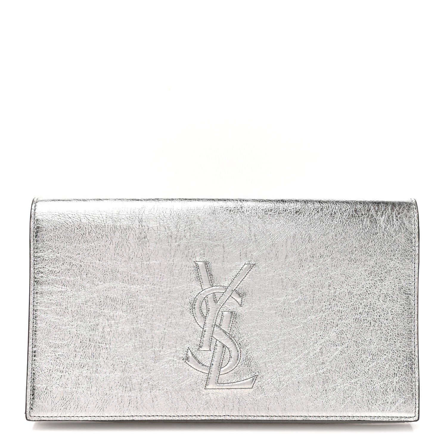 Saint Laurent Metallic Calfskin Monogram Large Belle De Jour Clutch Silver 1 of 11