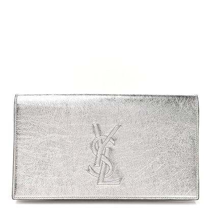 Saint Laurent Metallic Calfskin Monogram Large Belle De Jour Clutch Silver 1 of 11