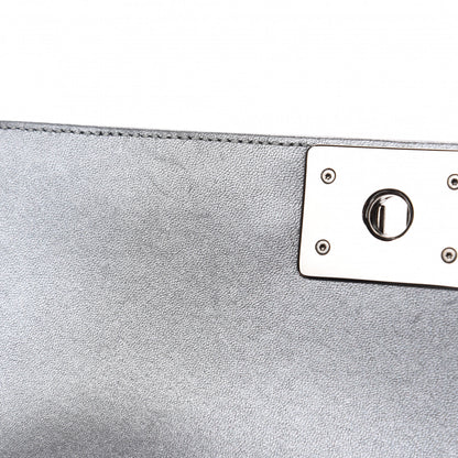 Chanel Tweed Metallic Lambskin Medium Boy Flap Silver 9 of 14