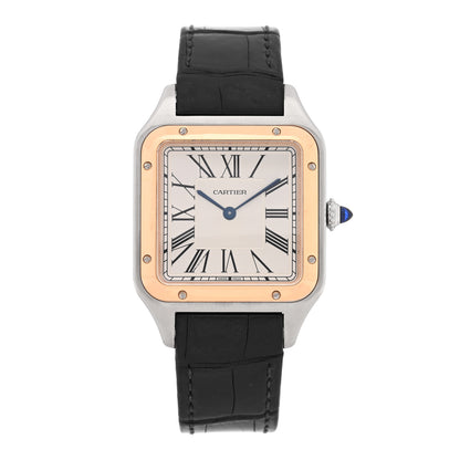 Cartier Stainless Steel 18K Pink Gold Alligator 31.4mm Santos Dumont Quartz Watch 1 of 5