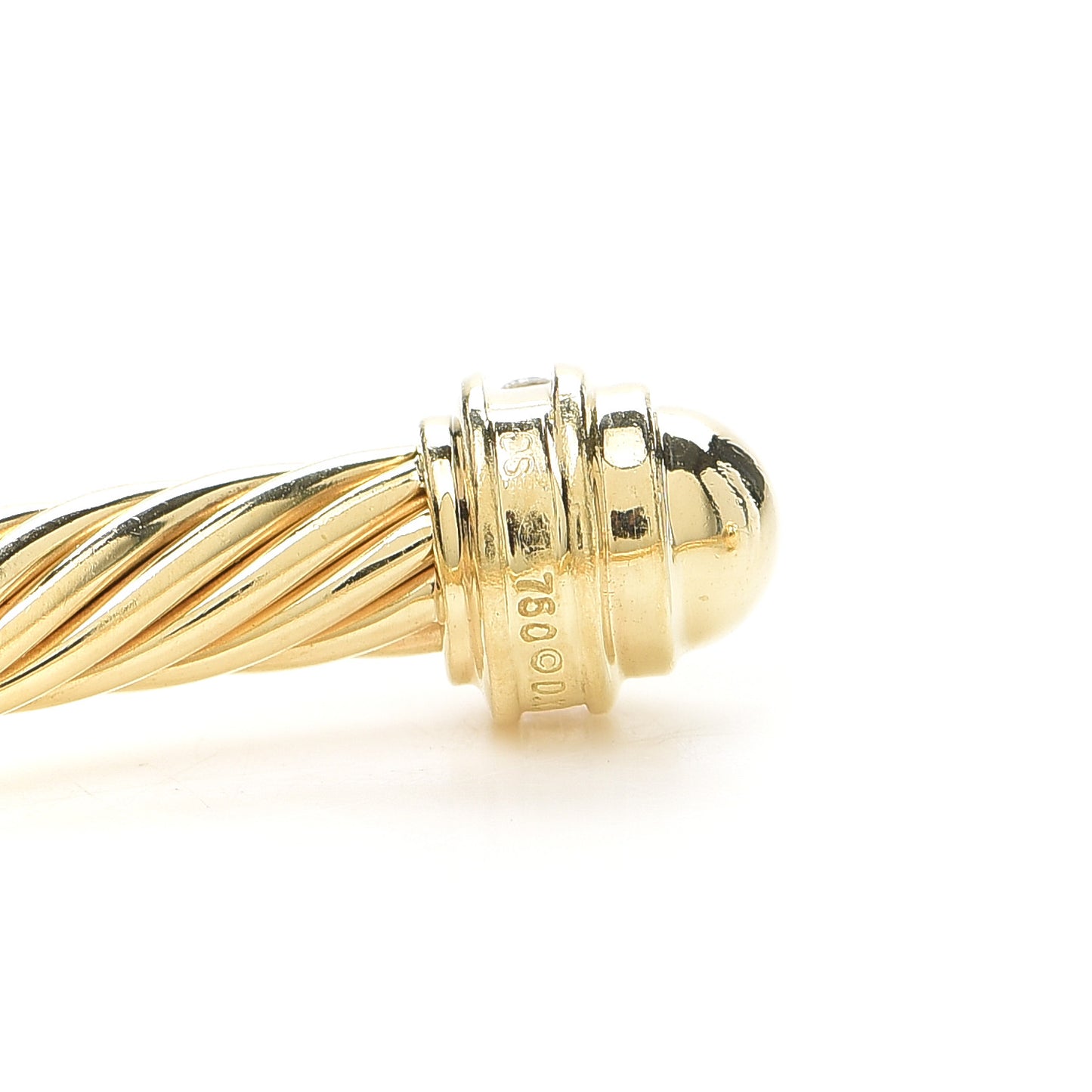 18K Yellow Gold Diamond 5mm Cable Classics Dome Bracelet