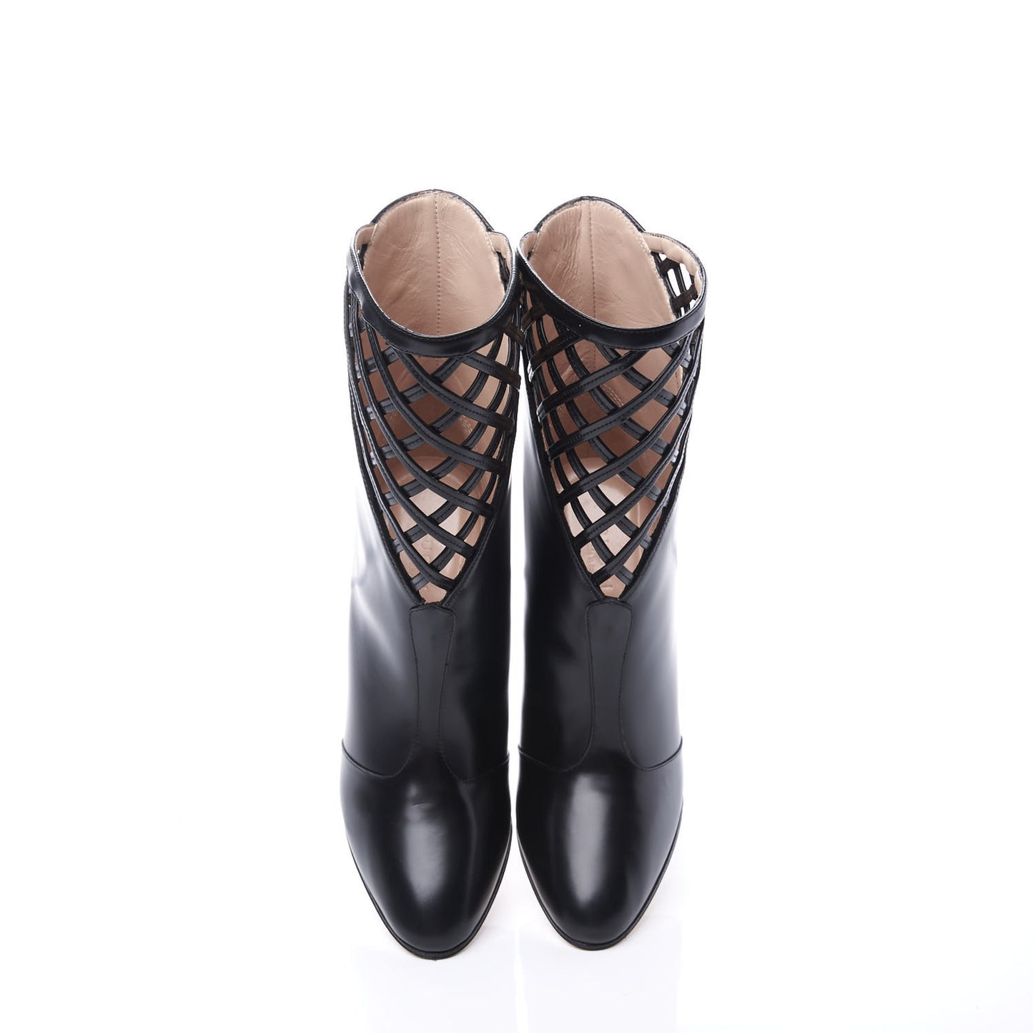 Plume Calfskin Damir Lattice Cutout Boots 36.5 Black