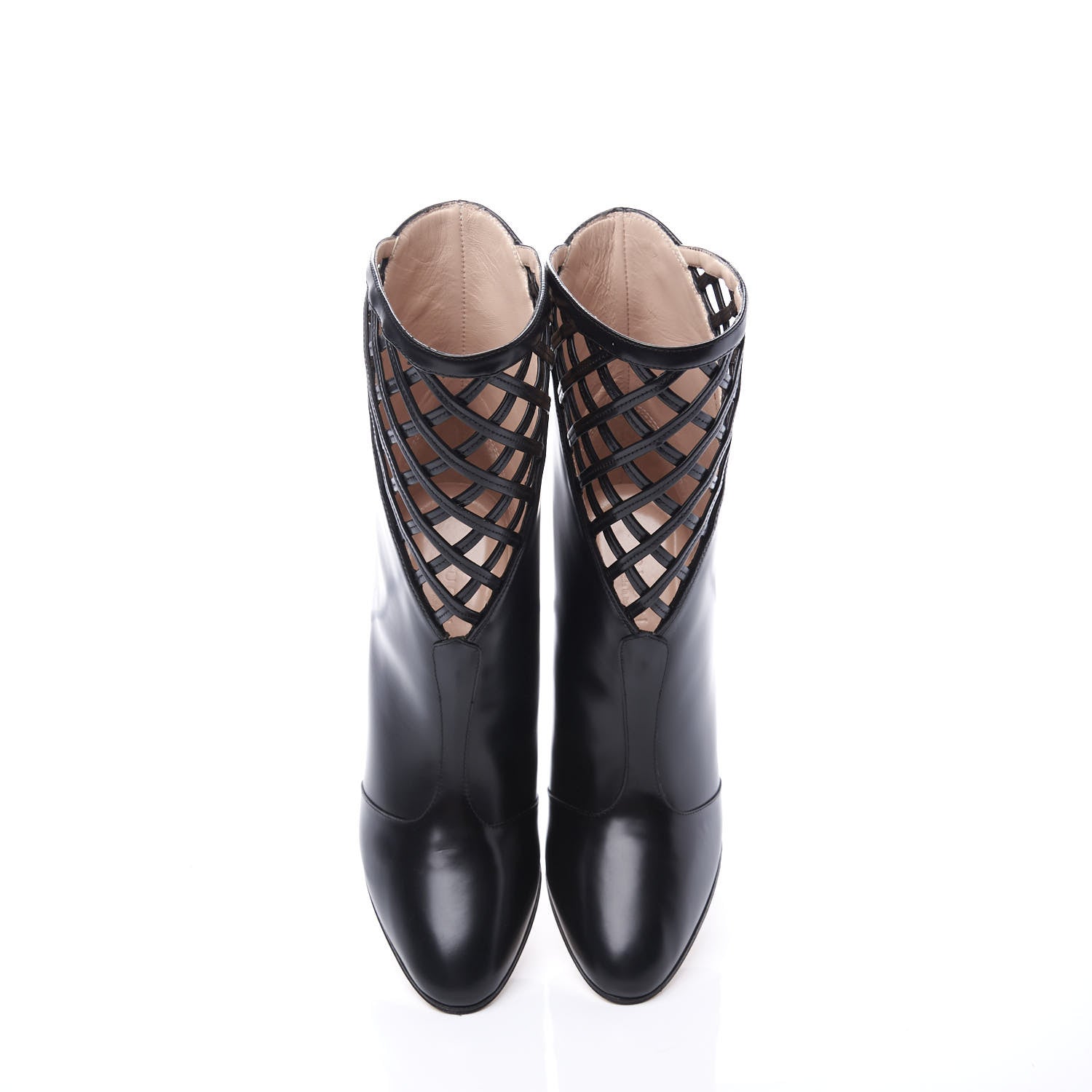 Gucci Plume Calfskin Damir Lattice Cutout Boots 36.5 Black 5 of 11