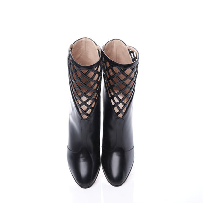 Gucci Plume Calfskin Damir Lattice Cutout Boots 36.5 Black 5 of 11