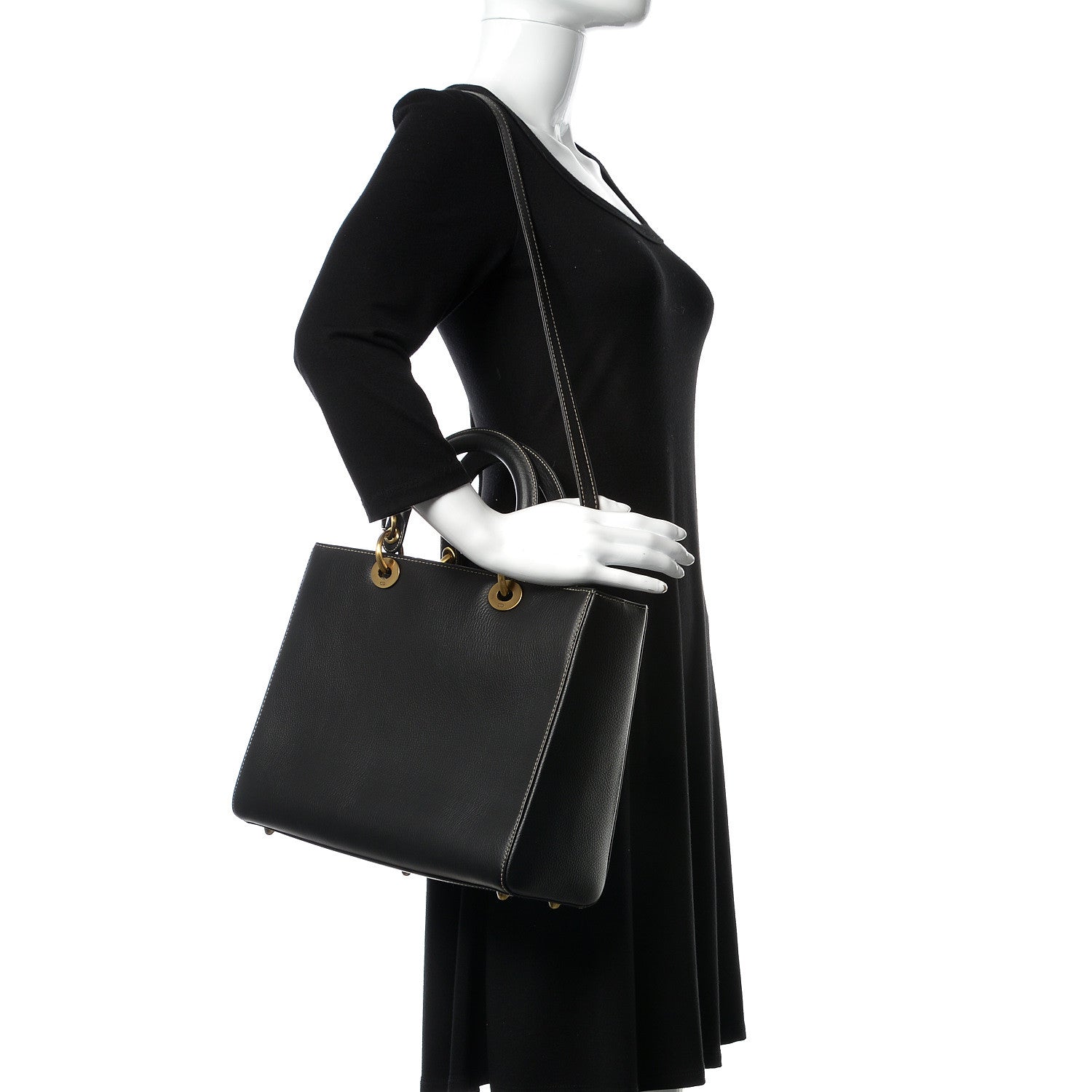 Christian Dior Grained Calfskin Large Lady Dior Black 2 of 10